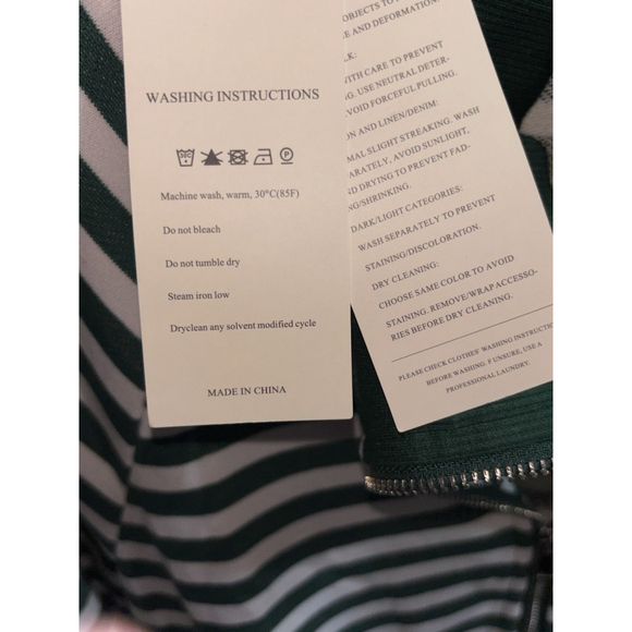 Dokotoo Woman’s Striped Zip Up Jacket•Green/White•Collared Sweater• Size LG•NWT - Picture 9 of 11